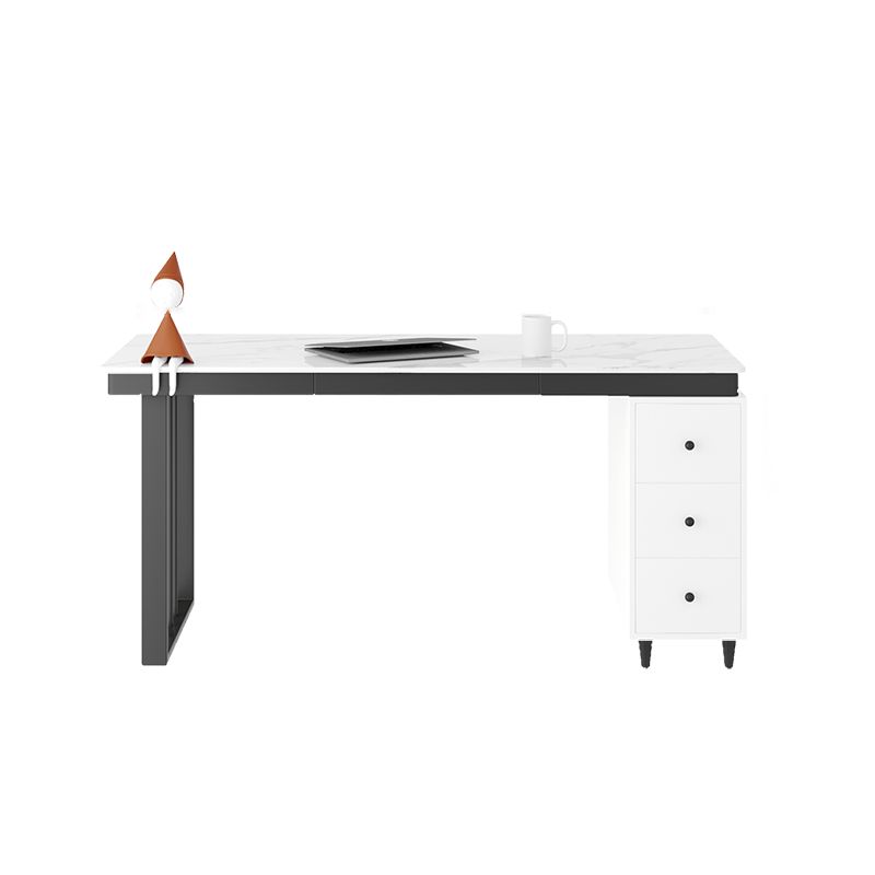 Modern Style White Office Task Desk Rectangular Shape Writing Desk with 2 Legs