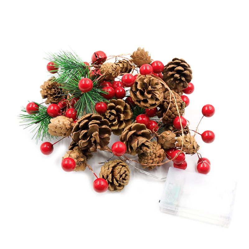 Plastic Pinecone String Light Set Nordic LED Battery Operated Festive Light for Bedroom