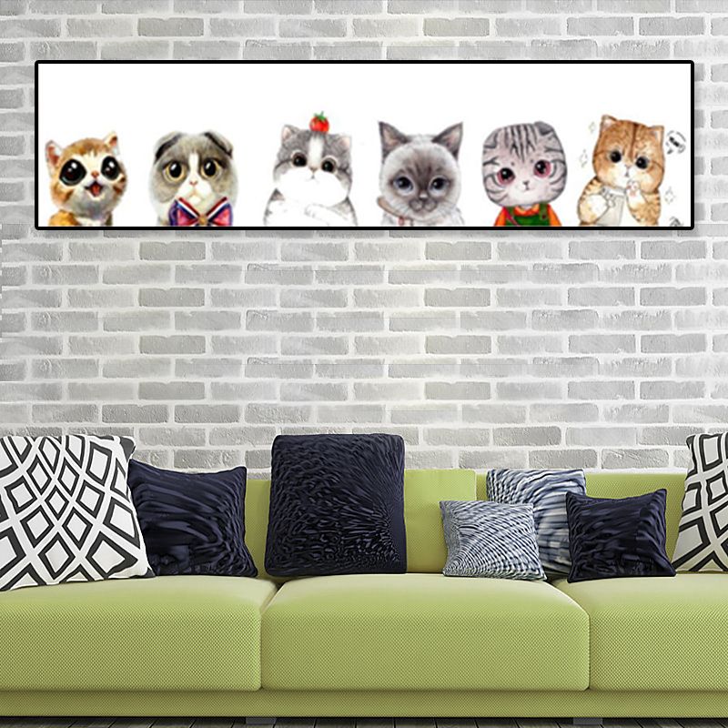 Drawing Animals Canvas Art Pastel Color Cartoon Wall Decor for Childrens Bedroom