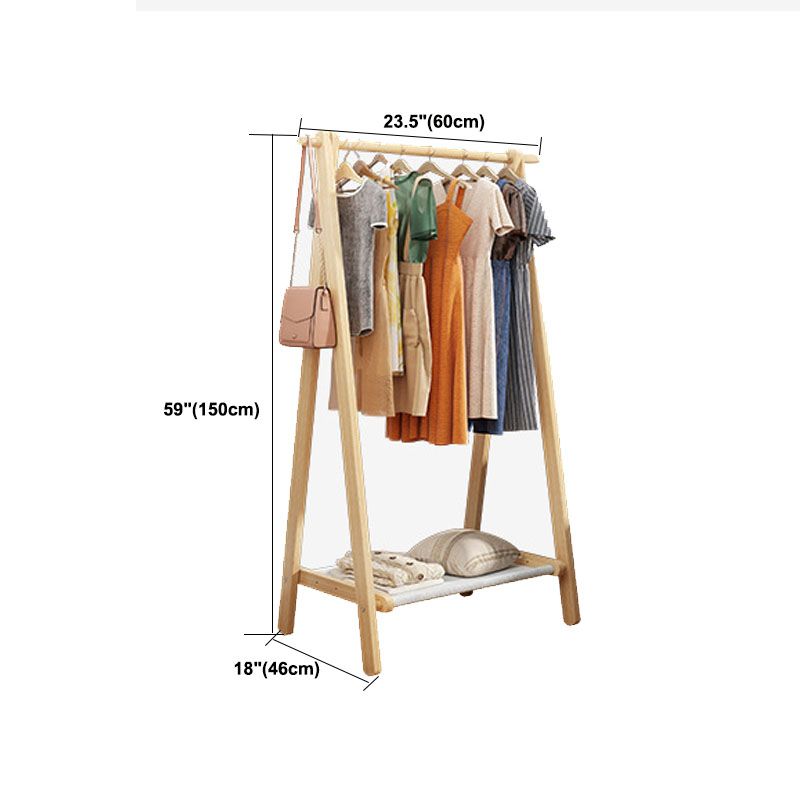 Wood Entryway Hall Tree Storage Shelves Hall Stand with Hanging Rail Coat Rack