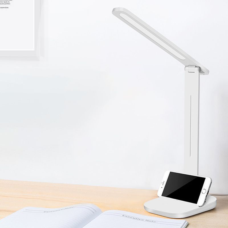 Weißer länglicher Schattenverstellbarer Schreibtischlampe moderner Kunststoffschreibtisch Licht mit Telefonhalter
