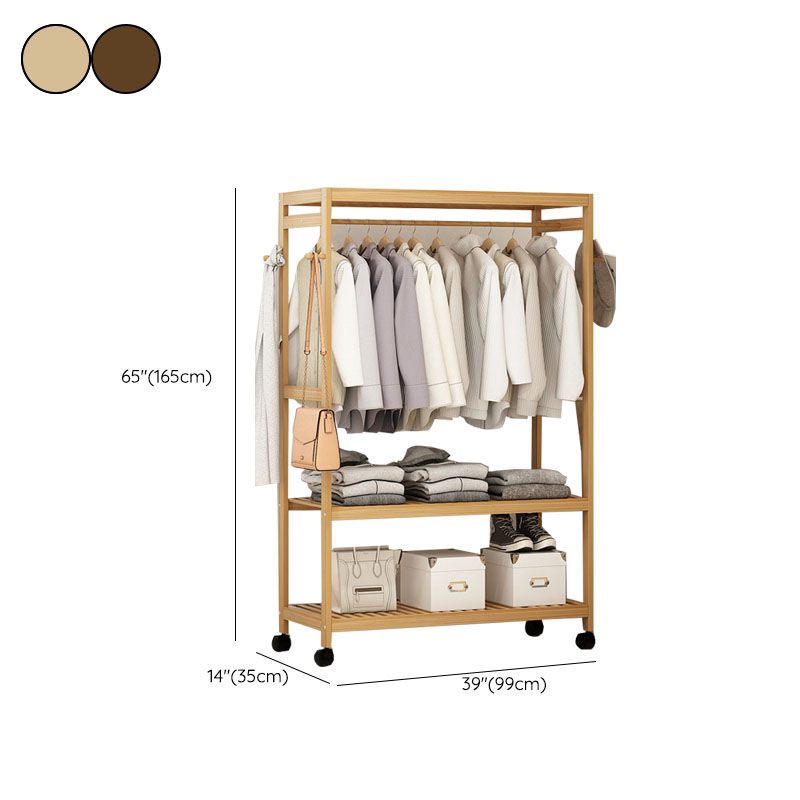 Wooden Coat Rack Modern Style Minimalist Household Floor-standing Coat Rack with Pulley