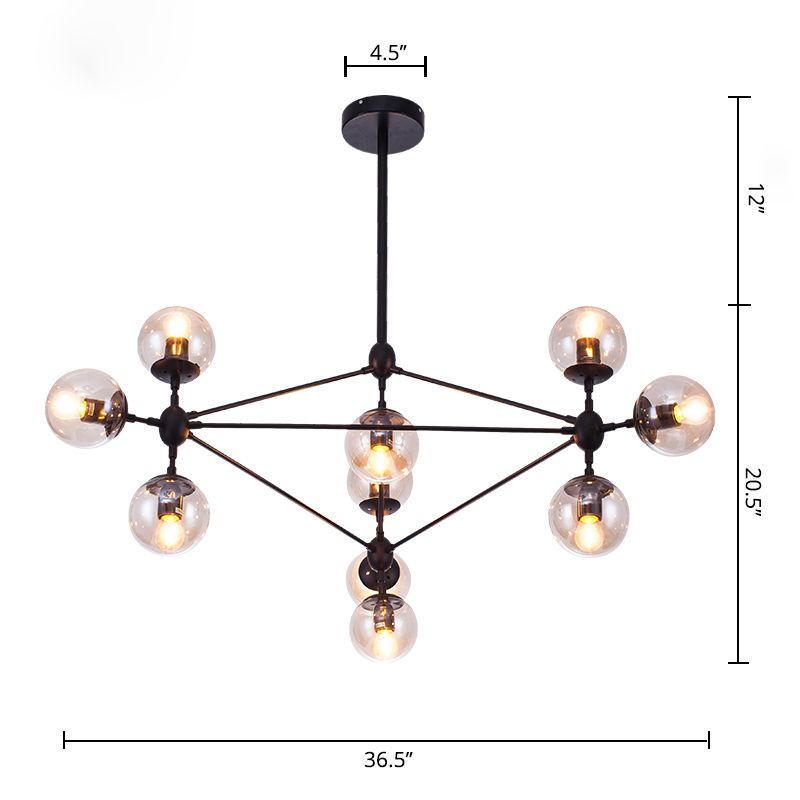 Schwarzes Diamantgitter Kronleuchter Industrial Braun Glass Wohnzimmer Federung Beleuchtung