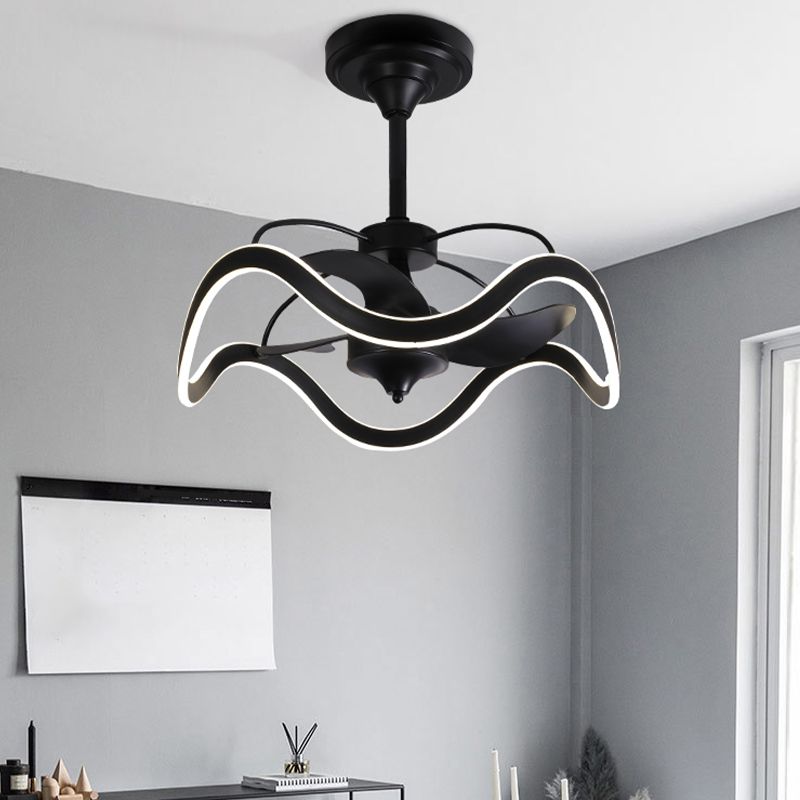 Linear Shape Metal Ceiling Fans Modern Style 1-Light Ceiling Mount Fan Fixtures