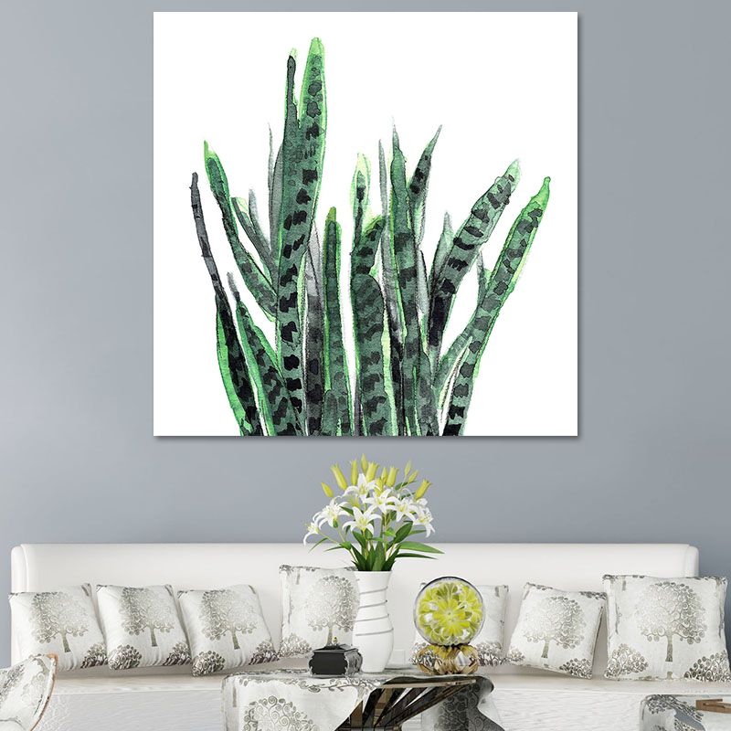 Stylish Tropical Plant Leaves Art Print for Bedroom Botanical Wall Decor in Green