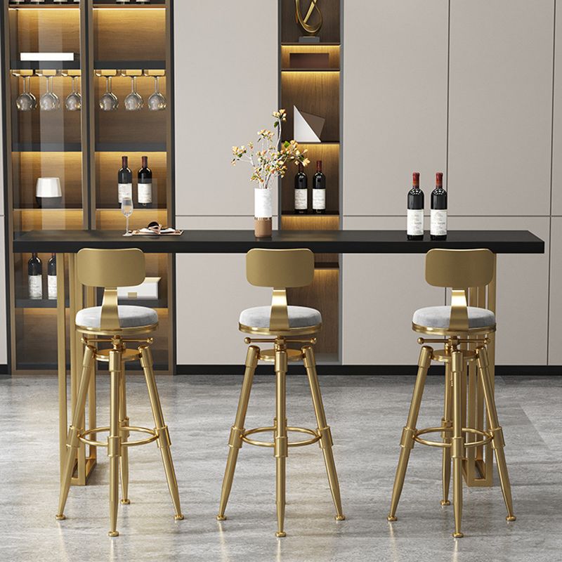 Contemporary Gold Event and Cocktail Table Wood Sled Rectangle Counter Table