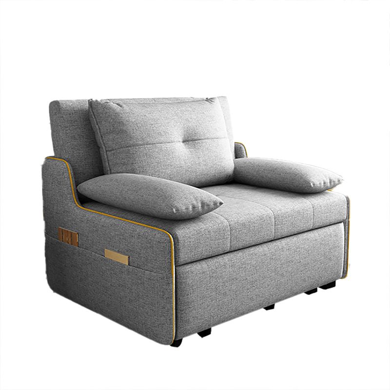 Fabric Pillow Top Arms Sleeper Contemporary Styled Futon Sleeper Sofa Bed in Grey
