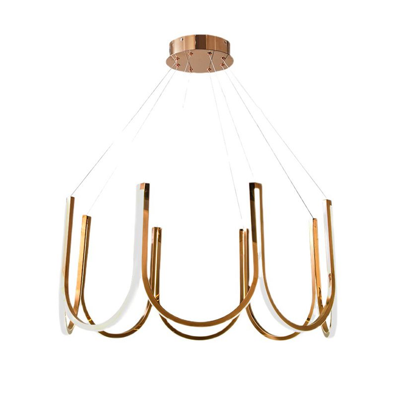 U-Shaped Metal Suspended Lighting Fixture Simple Style LED Chandelier Pendant Light