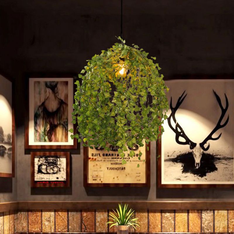 Sphere Restaurant Plant Suspension Lampe Industrial Metal 12 "/23.5" Dia 1 Bulbe Green LED Pendant Light