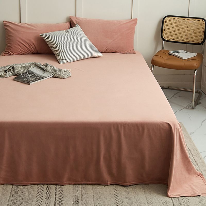 Breathable Bed Sheet Flannel Soft Whole Colored Bed Sheet Set