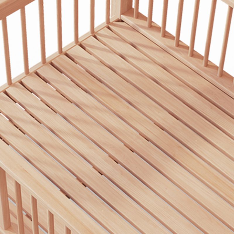 31.49" Tall Nursery Crib in Natural Baby Crib with Guardrails