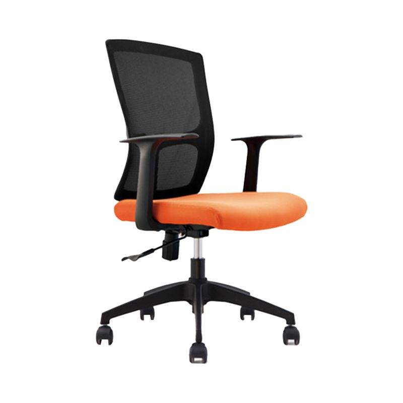 Contemporary Mid Back Office Chair with Fixed Arms Microfiber Task Chair with Black Frame