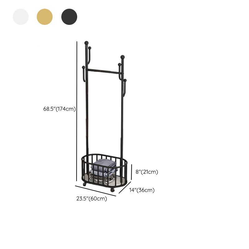 Gorgeous Metal Coat Rack Basket Storage Clothes Hanger with Castors