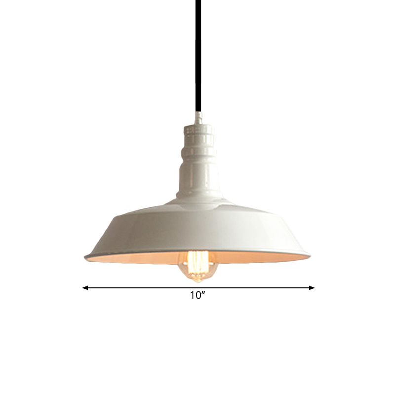 Barn eettafel hangende lamp armatuur vintage stijlvol metaal 1 lamp witte plafondlamp, 10 "/14" diameter