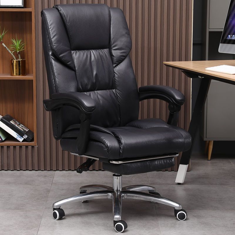 Modern Leather Slide Chair Padded Arms Adjustable Seat Height Office Chair with Wheels