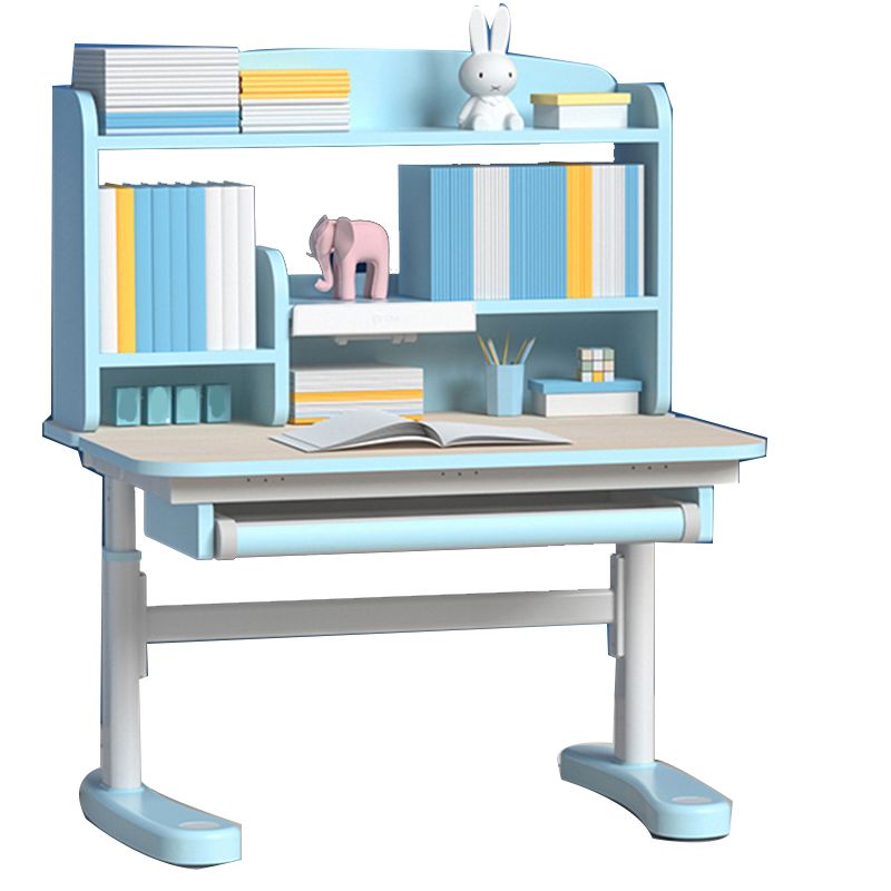 Adjustable Study Desk Home Solid Wood Student Desk with Storage Shelves