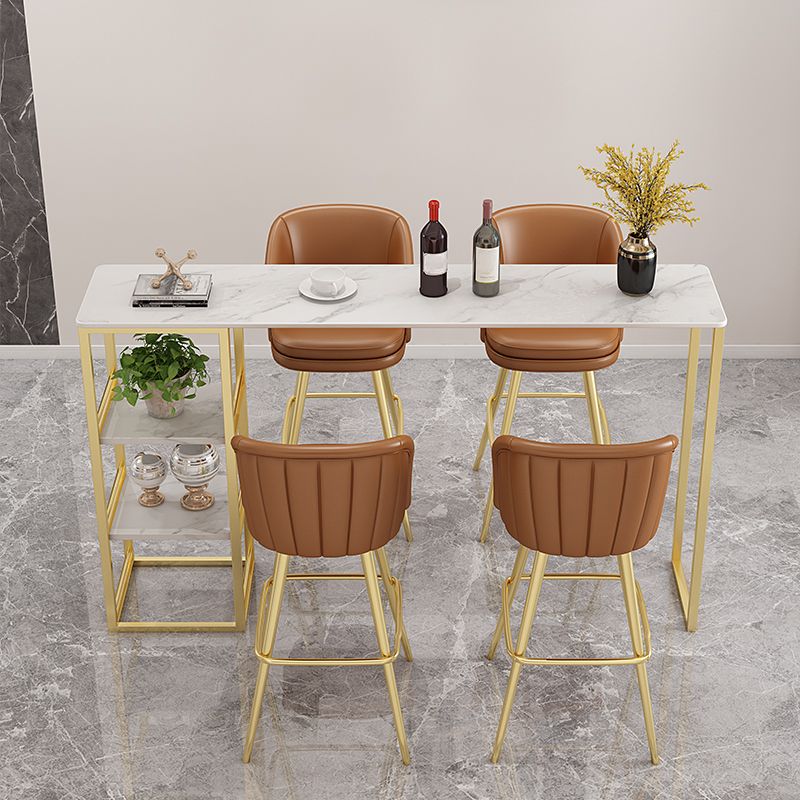 Glam Faux Marble Bar Table Rectangle Bar Dining Table for Cafe And Breakroom