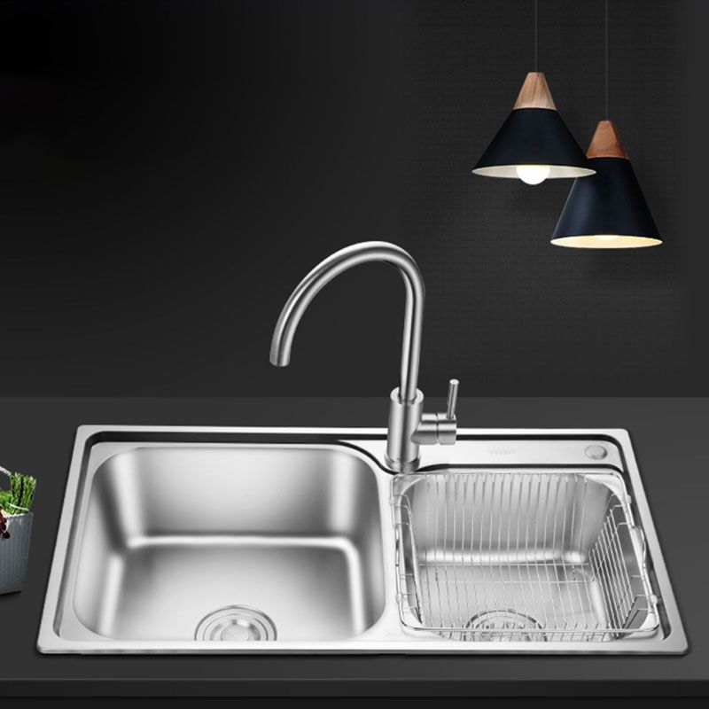 Double Basin Kitchen Sink Modern Stainless Steel Kitchen Sink with Drain Assembly