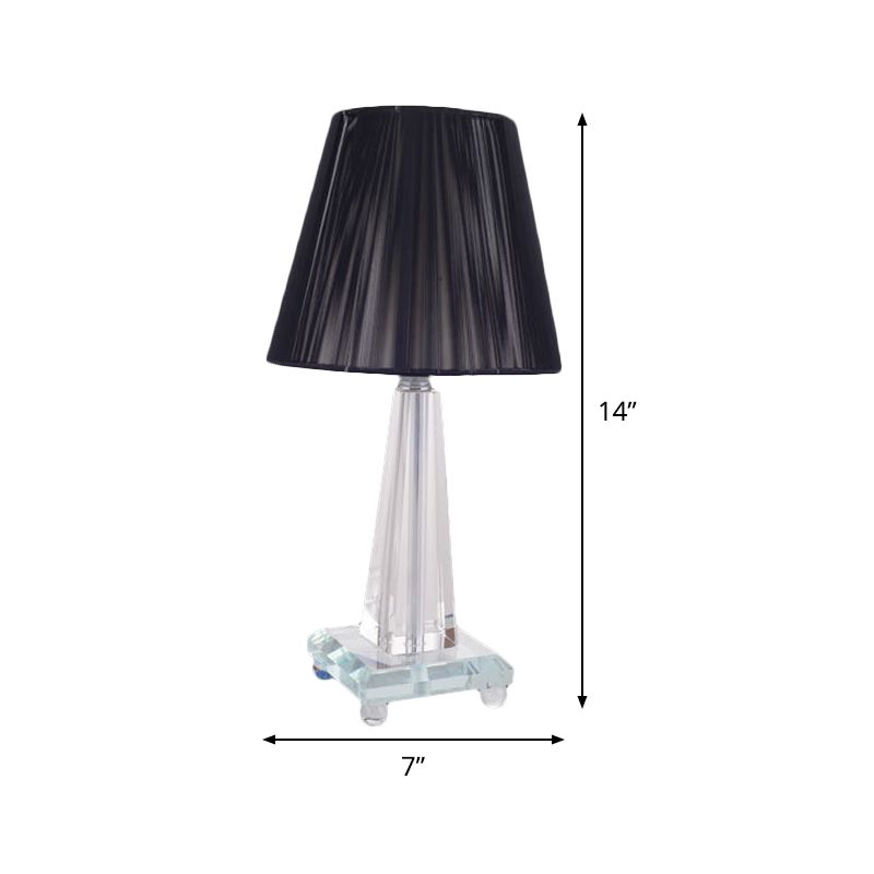 Contemporain 1 table d'harmonie légère noire large flare petite lampe de bureau avec nuance de tissu