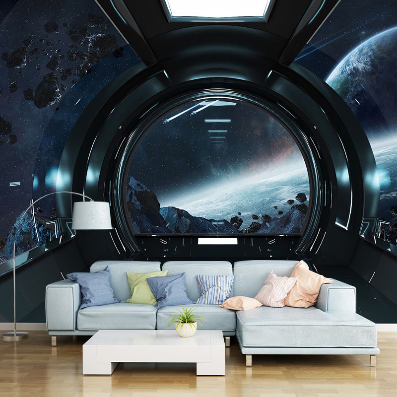 Black and White Contemporary Mural Wallpaper Big 3D Tunnel Wall Covering for Office Room