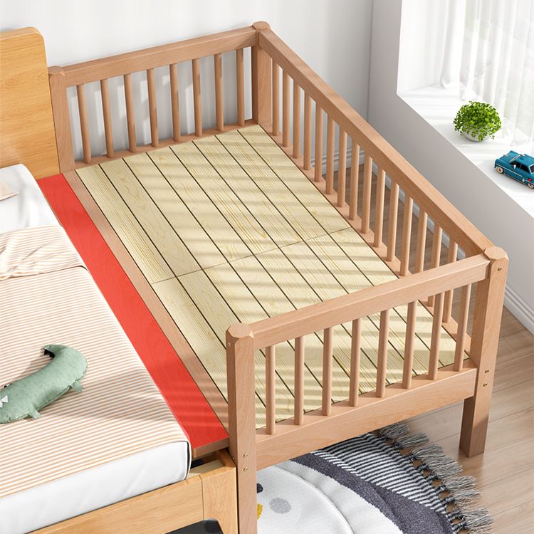 Contemporary Solid Wood Nursery Crib with Guardrail in Natural