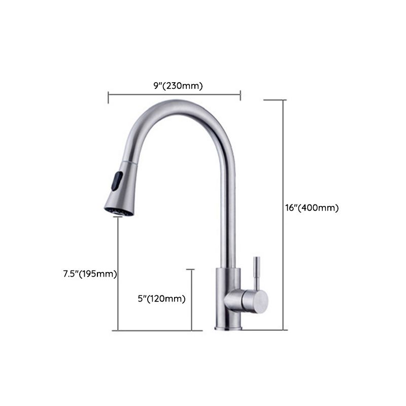 1-Hole Kitchen Faucet Stainless Steel Pull down Sprayer Kitchen Faucet