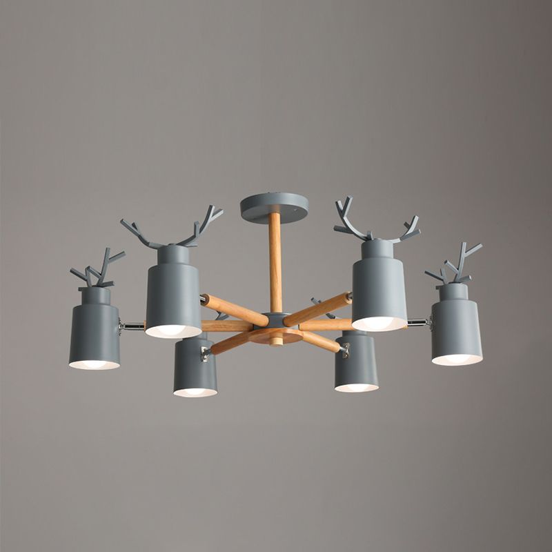 Nordic Macron Antler Chandelier Metal Pendant Lighting Pending avec bois pour enfants Room