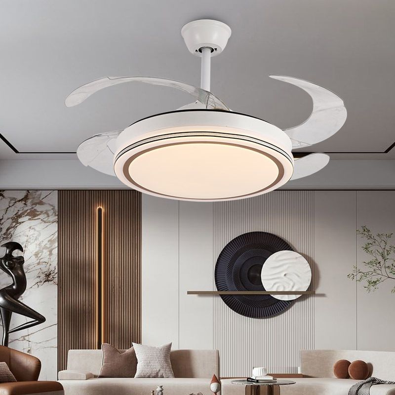 Iron and Acrylic Ceiling Fan Lighting in White Finish Modern Fan Ceiling