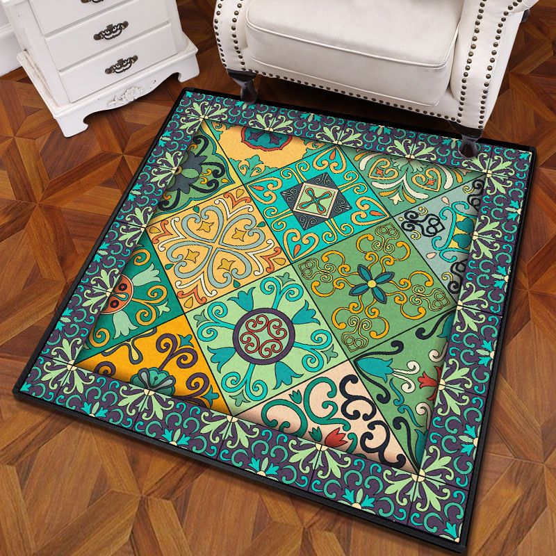 Mandala multicolor Mandala Rug polipropileno Turca Turca Alfombra sin deslizamiento Alfombra lavable de máquina resistente a las manchas para dormitorio