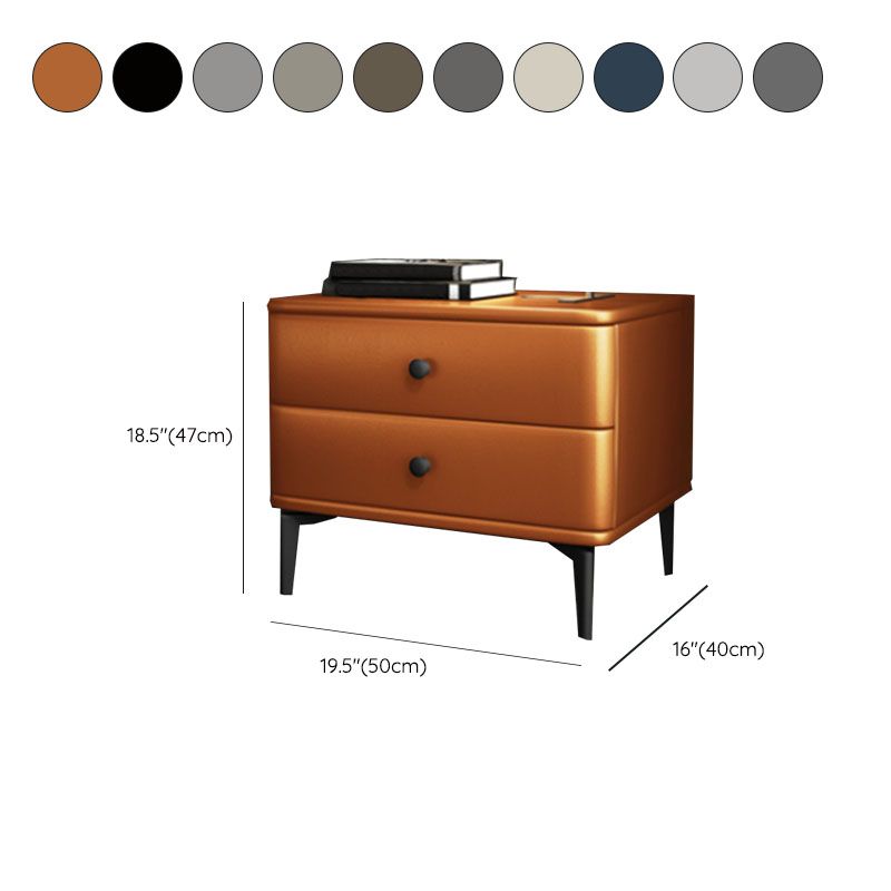 Modernism 2 Drawers Night Table Wood Storage Bed Nightstand for Home