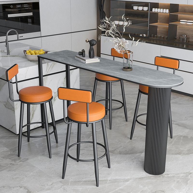 Stone Top Bar Dining Table Contemporary Bar Table with Sled Base