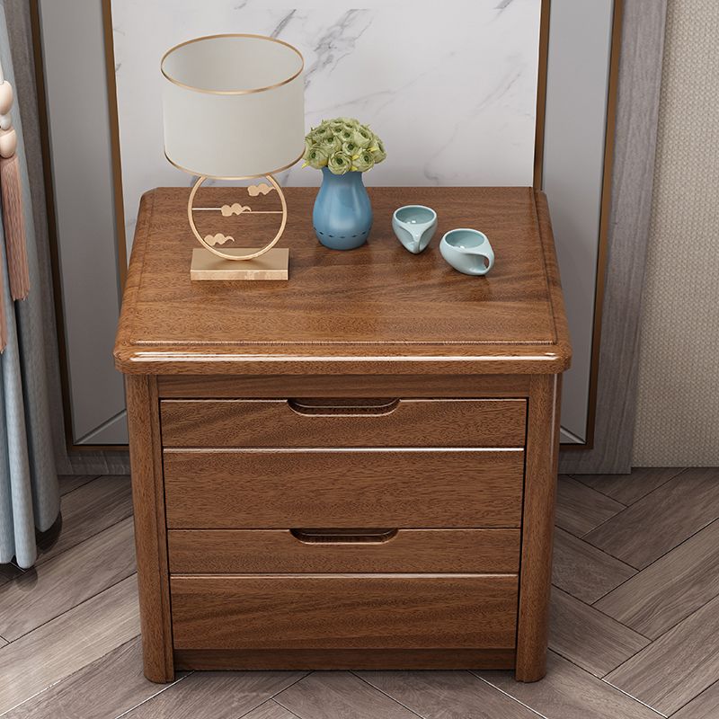 Solid Wood Bedside Table 20" Tall 2-Drawer Night Table in Walnut
