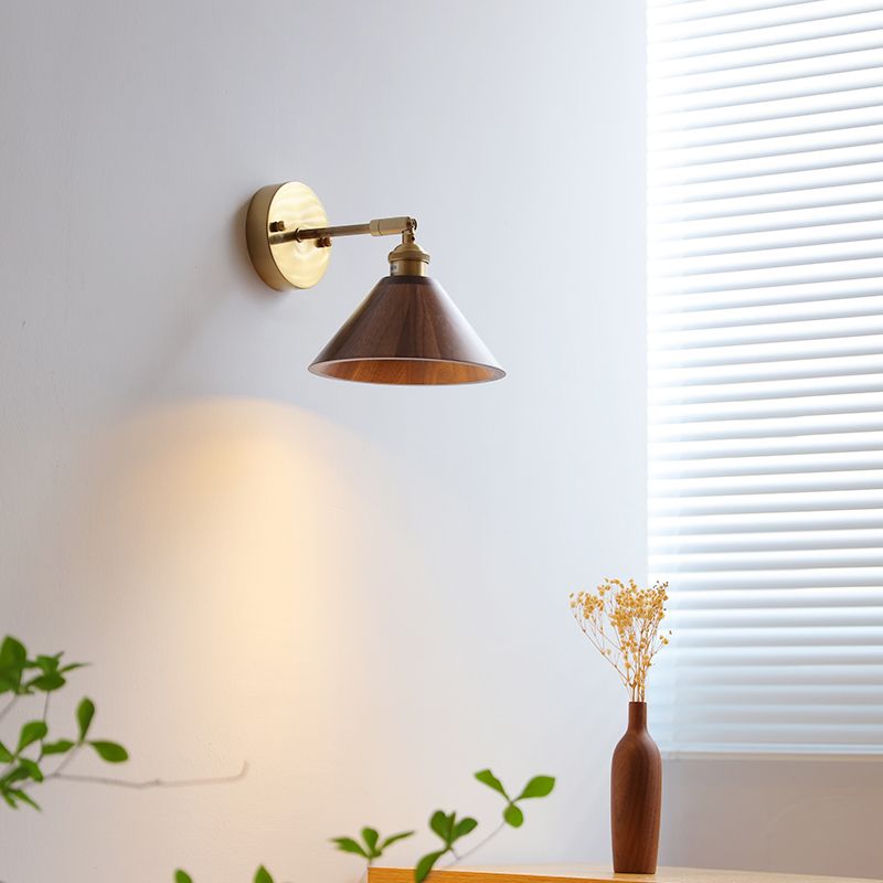 Modern Wall Light Fixture Wooden 1 Light Wall Light Sconce for Bedroom