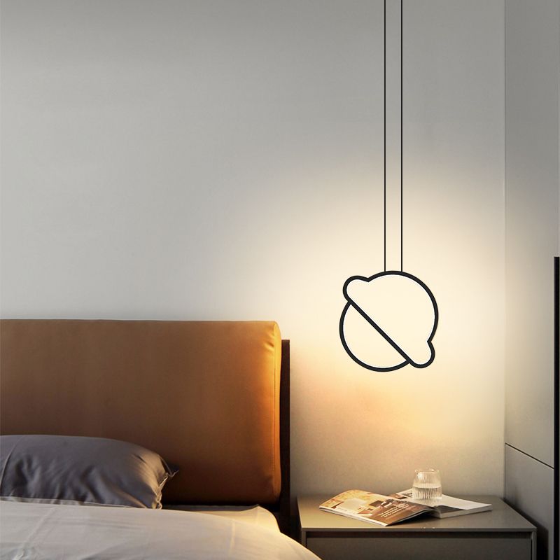 Modern Simple Aluminum Ceiling Lamp Line Shape LED Pendant Light for Bedroom