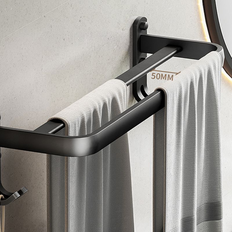 Contemporary Black Finish Bathroom Accessory Set with Bath Shelf/Towel Bar