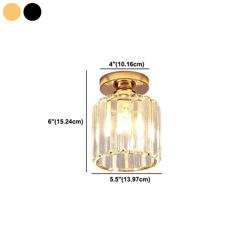 Modern Style Ceiling Light Simple Crystal Shade Flush Mount Light Fixture for Bedroom