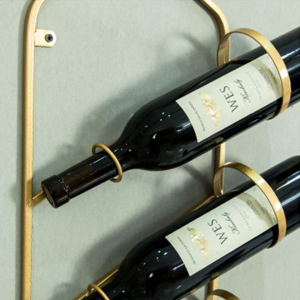 Glam Wall Mounted Wine Rack Bottle Metal Bottle Holder in Gold