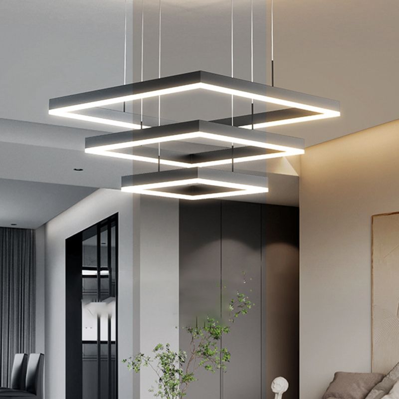 Multi-Layer Chandelier LED Hanging Pendant Light Fixture with Acrylic Shade for Bedroom