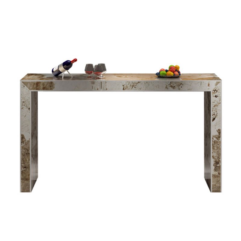 White Rectangle Bar Dining Table Modern Bar Table with Sled Base