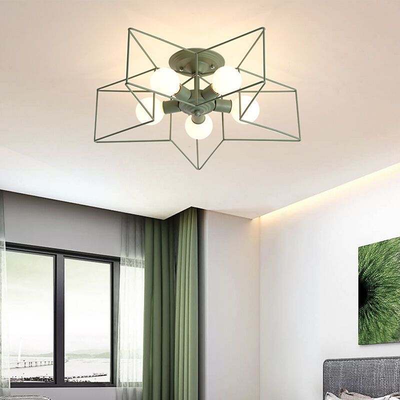 Modern Style Star Shape Ceiling Light Metal 5-Light Ceiling Lighting for Dining Room