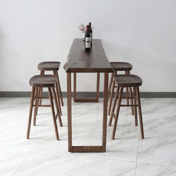 Brown Industrial Style Bar Table Solid Wood Casual Bar Table for Indoor