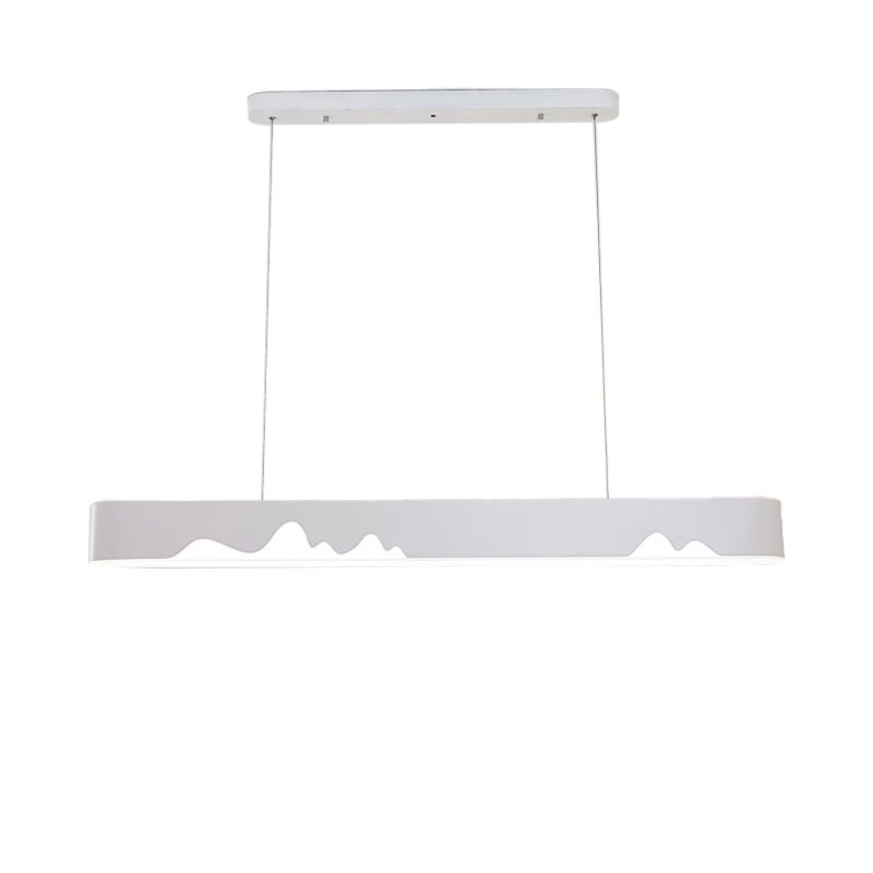 White/Black/Green Rectangular Linear Chandelier Modern Led Metal Hanging Ceiling Light in White/Warm Light, 35.5"/47" Wide