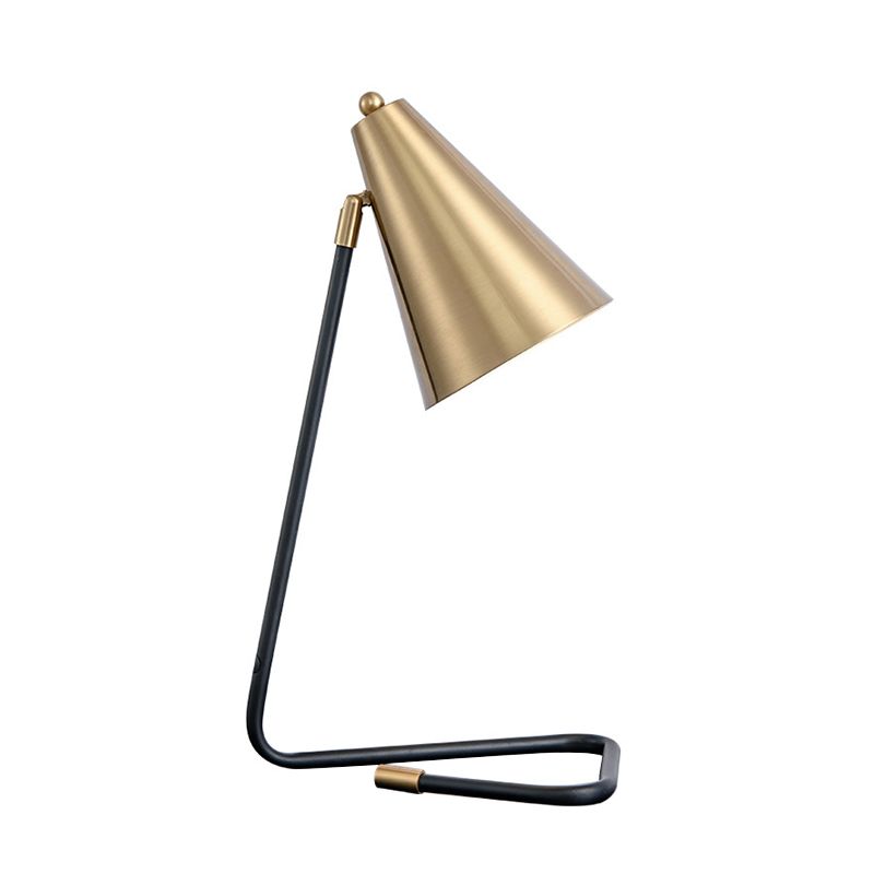 Post-Modern Conical Table Light Metallic Single-Bulb Living Room Nightstand Lamp in Gold