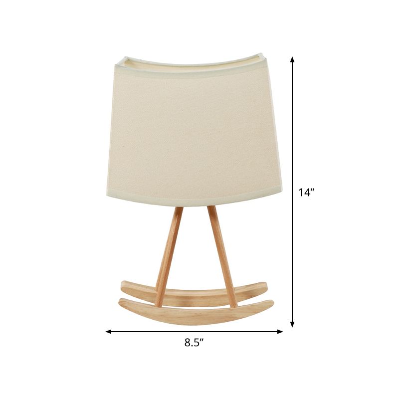 Fabric Shaded Table Light Contemporary 1 Bulb Small Desk Lamp in White with Wood Base