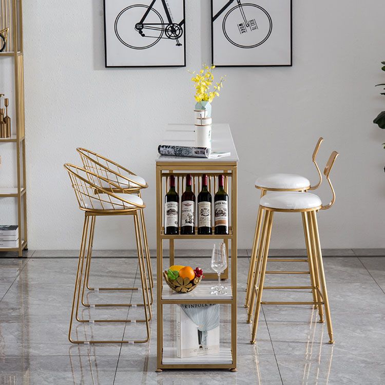 Glam Rectangle Counter Height Dining Table White and Gold Pub Table