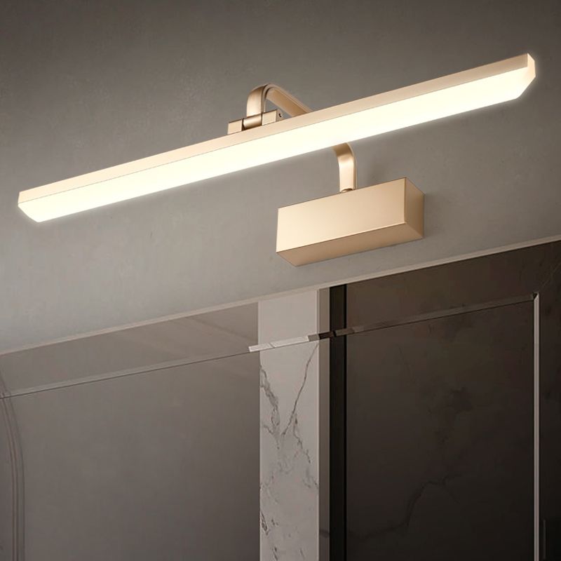 Metal Linear Shade Mirror Wall Lights Modern 1 Head Wall Mount Fixture for Lavatory