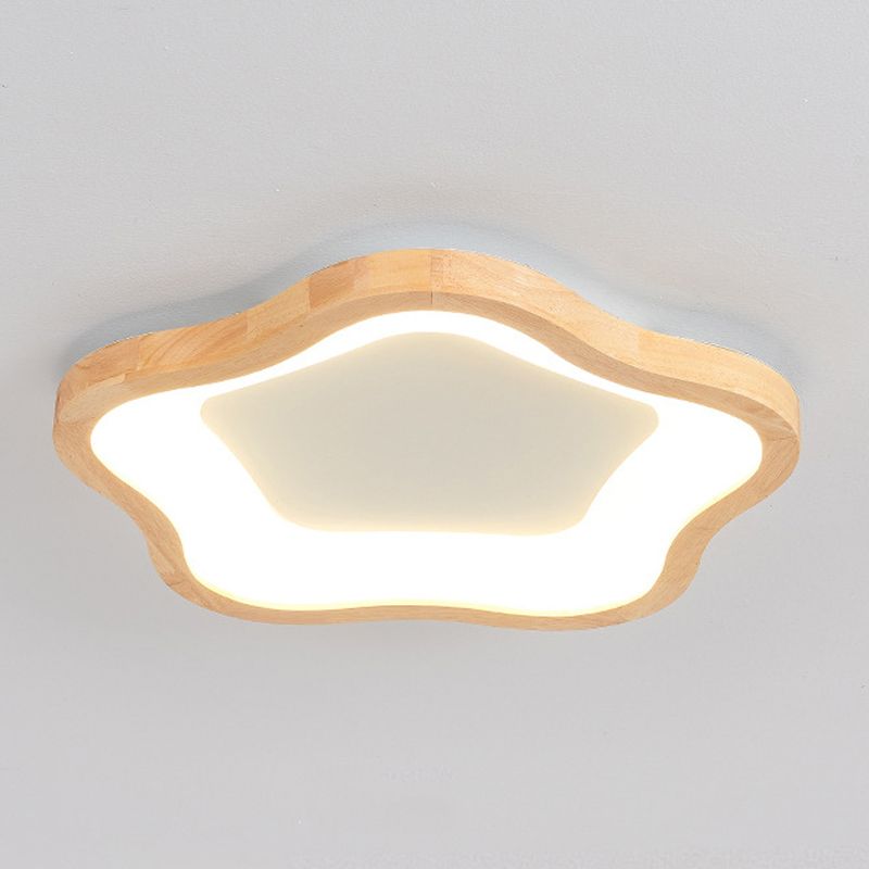 Wood LED Ceiling Light Modernism Flush Mount Lighting for Foyer