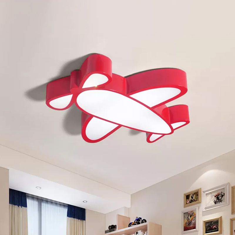 LED-plafondgemonteerde kinderlamp met acrylkap Rood/geel/blauw Battle-Plane-inbouwlamp in warm/wit licht