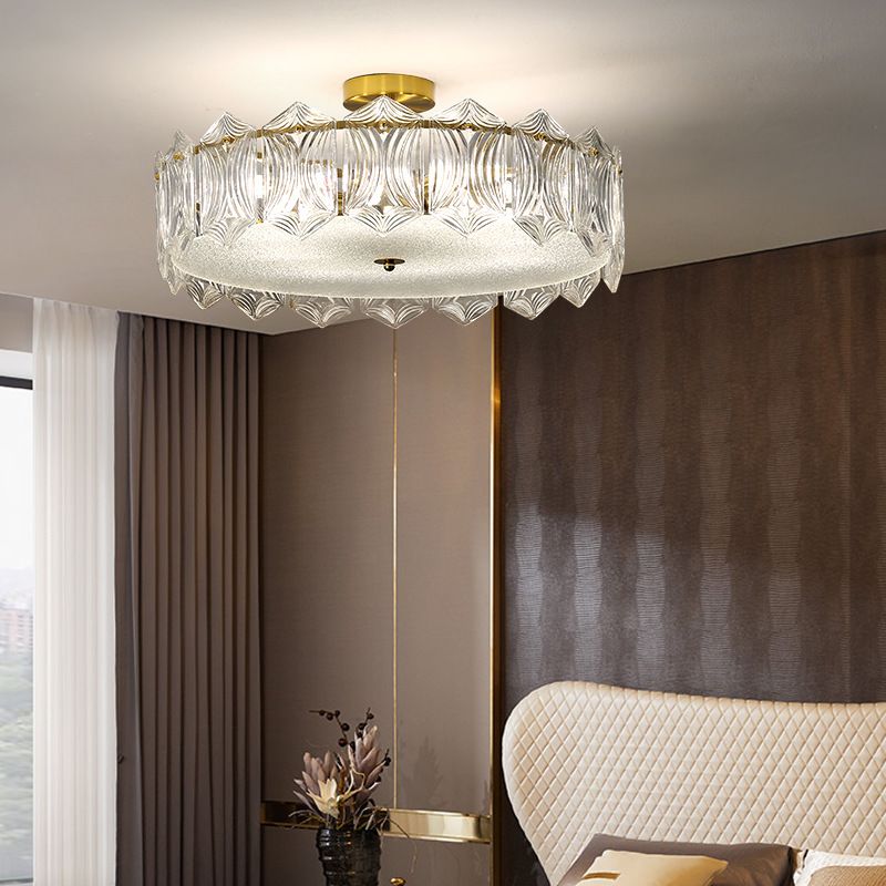 Modern Glass Shade Ceiling Light Minimalist Flush Mount for Bedroom