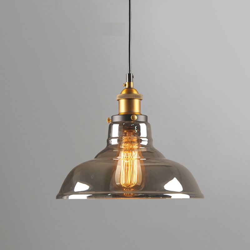 Clear Glass Industrial Loft Pendant Light 1-Light Hanging Ceiling Light for Dining Room